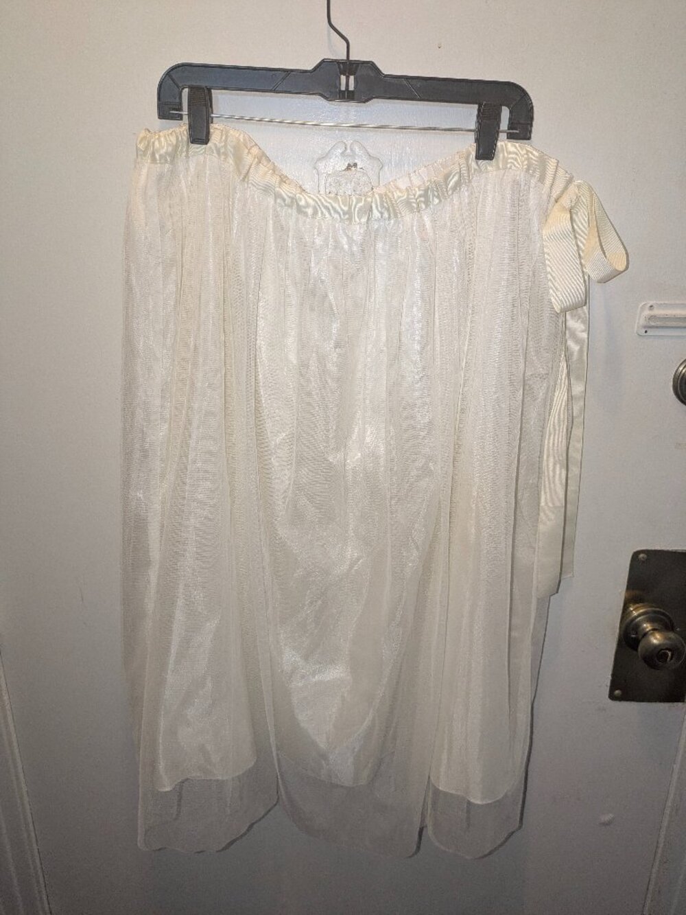 Simply Be Women's Cream Tulle Midi Skirt Elastic Waist Tie Detail Size 18